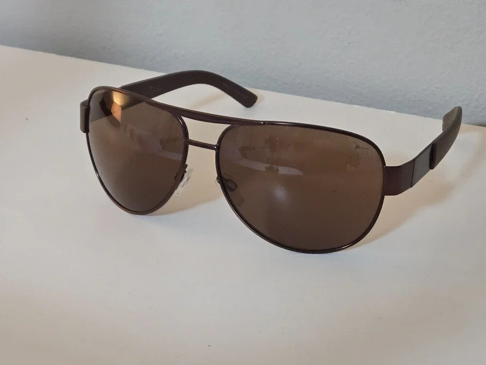 Marc Anthony Aviator Sunglasses Copper Color Metal Frames ~ Brown Arms & Lenses